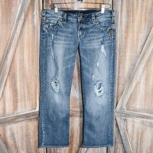 Silver Jeans Santorini Distressed Cropped Jeans